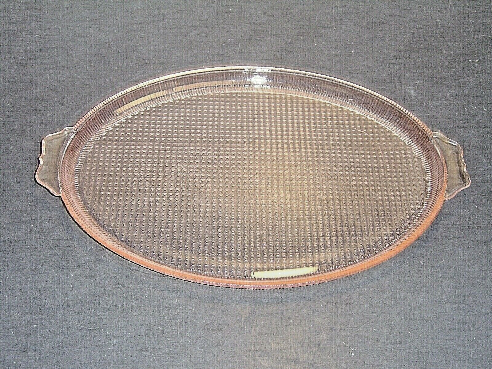 Jeannette Glass Homespun / Fine Rib Pink Depression Glass 13" Oval Platter
