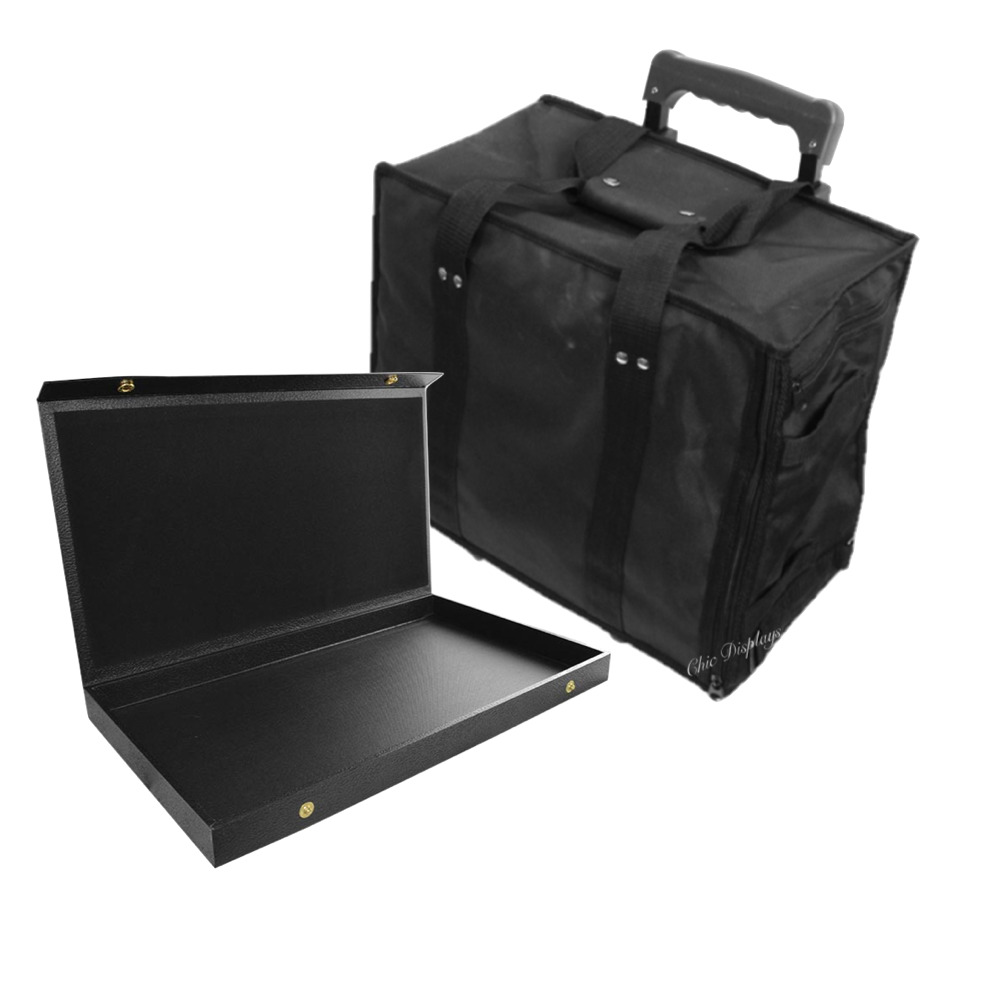 Jewelry Rolling Carrying Case  Jewelry Travel Case With 12- Snap Solid Lid Trays