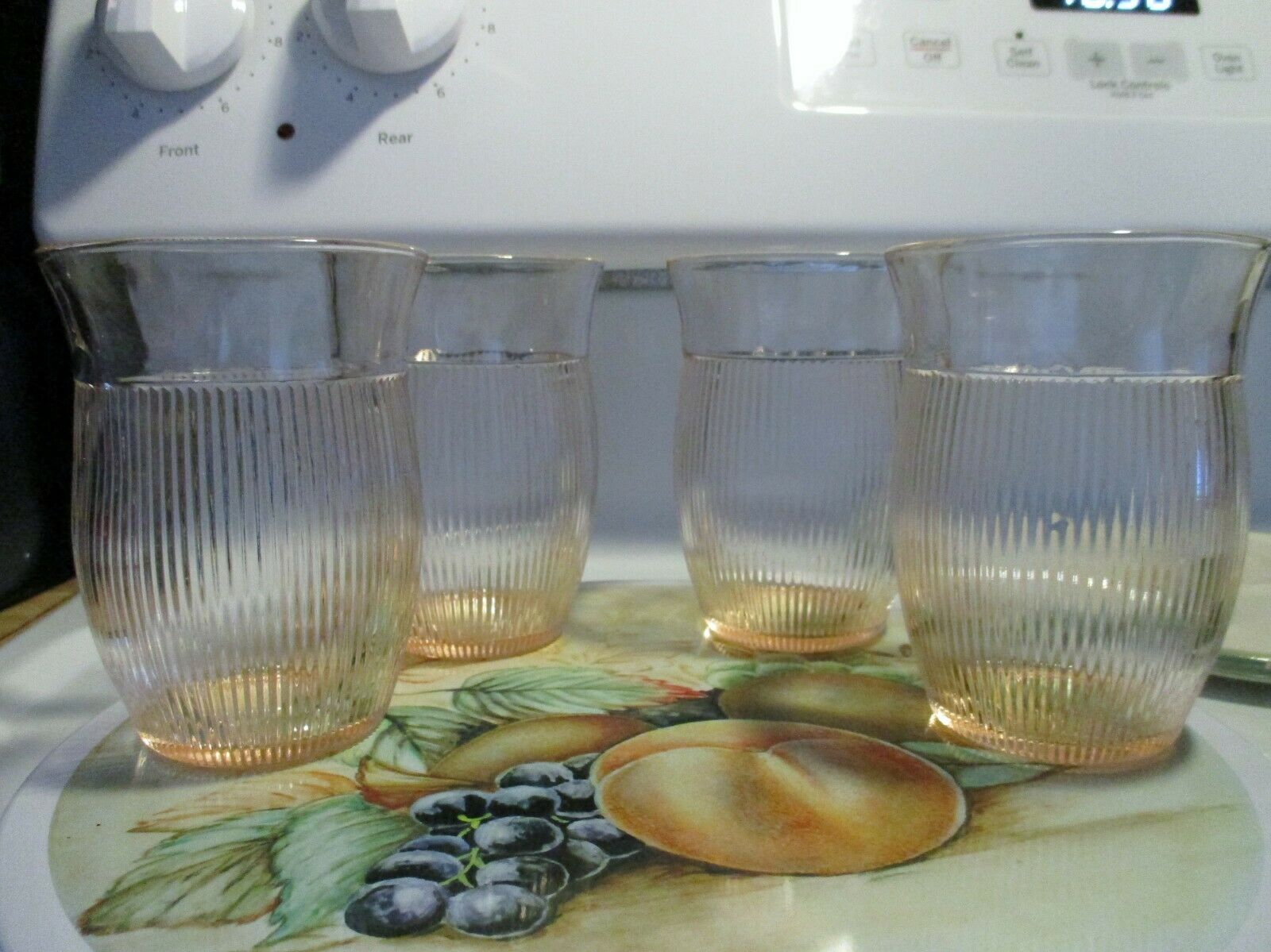 Vintage Homespun 8oz Light Pink Water Flared Top Glass X4 In Excellent Condition