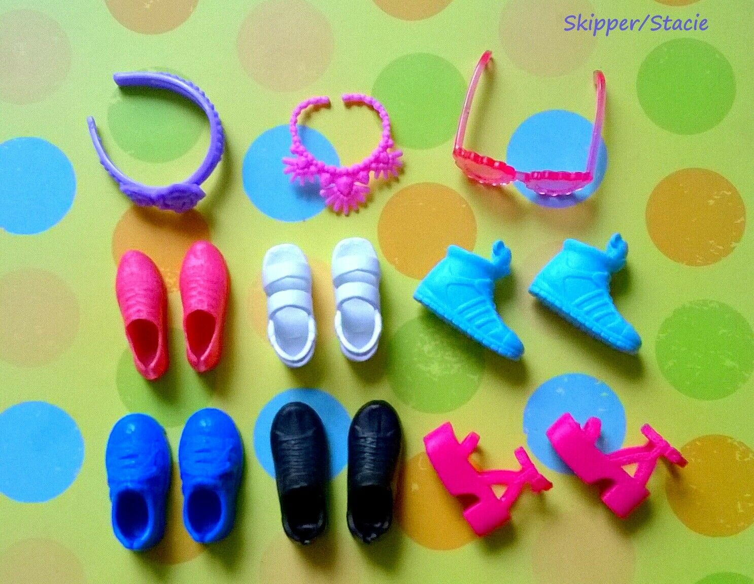 🌺barbie Sister Skipper Stacie Doll Shoes Lot Of 6 Pairs Plus Accessories Htf🌻