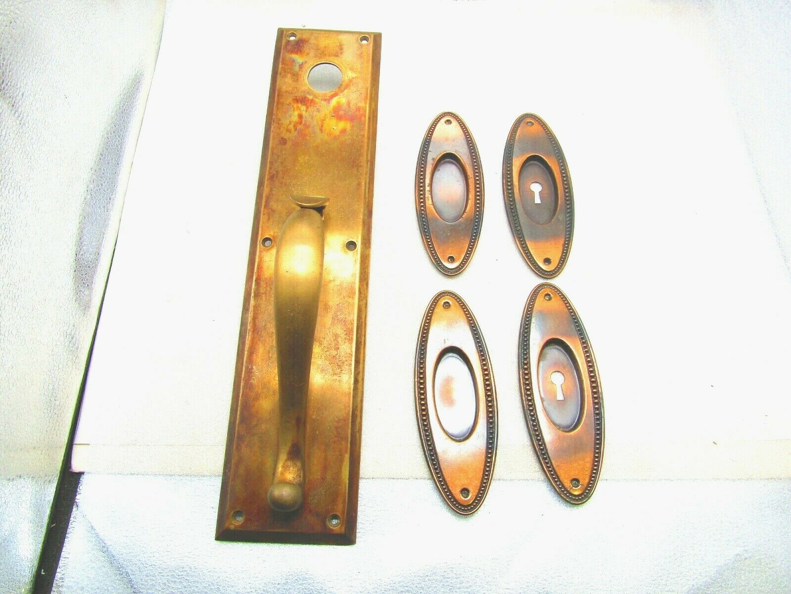 Brass Door Handle & Plate By Yale Plus 4 Face Plates